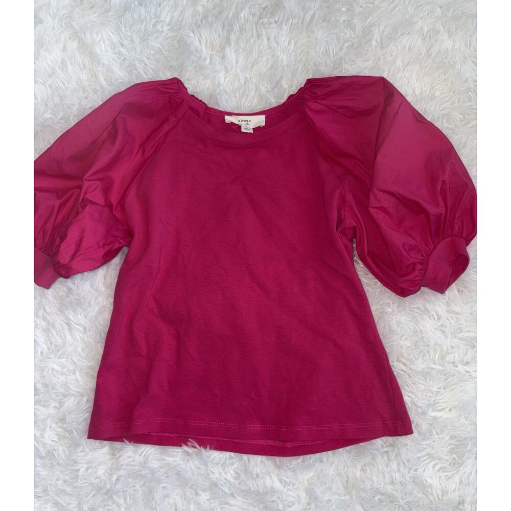 A Loves A Girls Sz. S Pink Puff Sleeve Shirt. Adorable, Exc. Condition